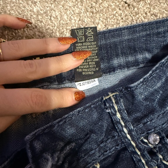 Women's ZCO Dark Wash Saddle Stitch Boot Cut Low Rise Jeans - Picture 5 of 10